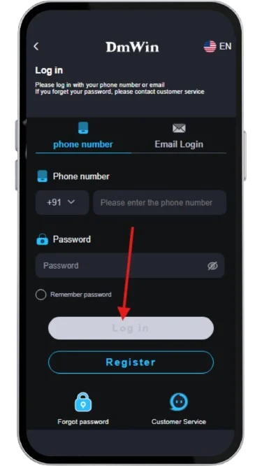 CLick on the login button